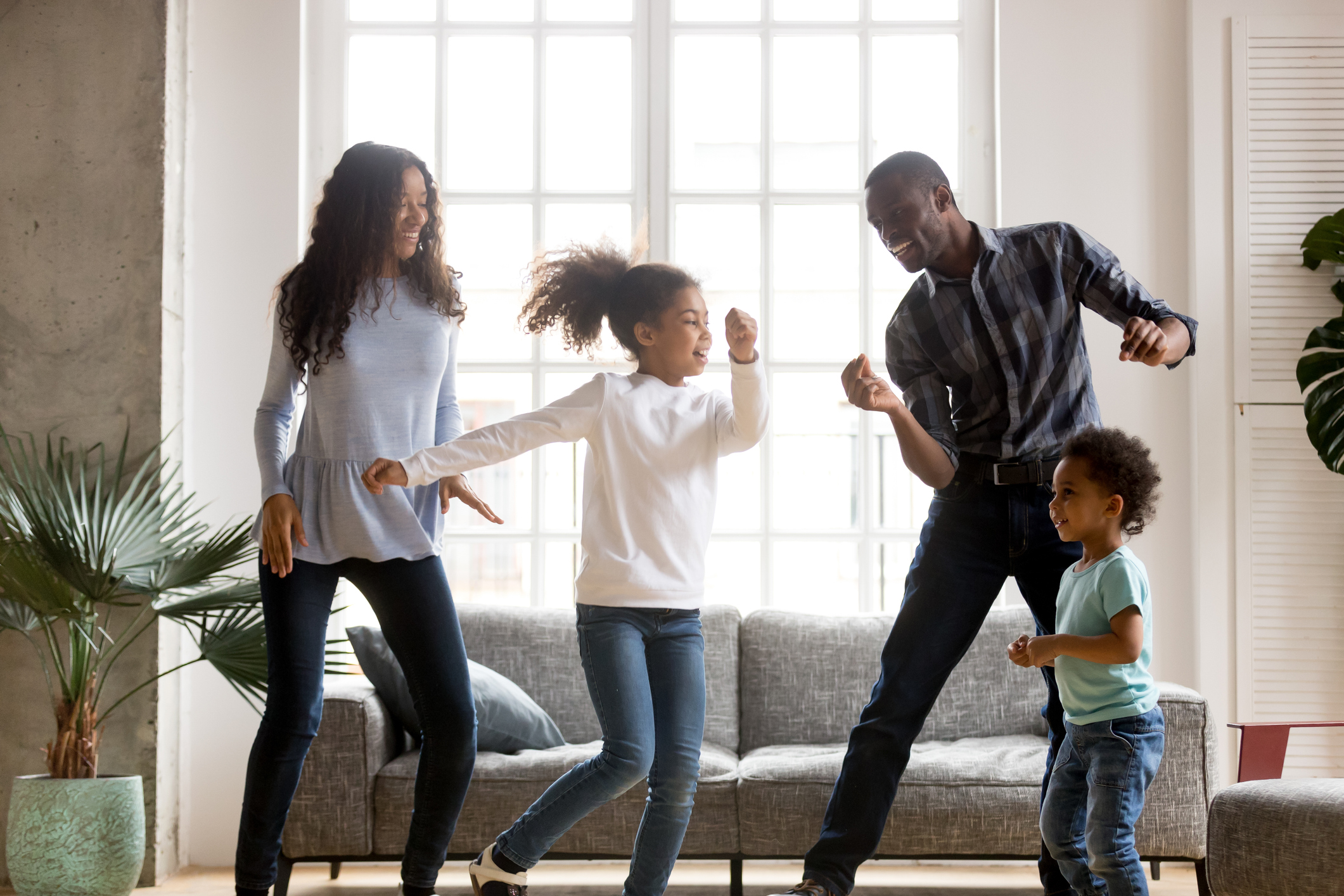 Happy family having fun together